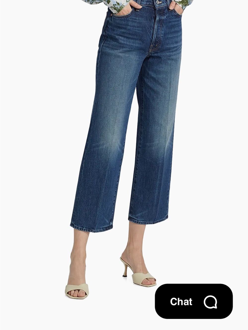 MOTHER Blue Wide-Leg Cropped Jeans - Picture 3 of 6